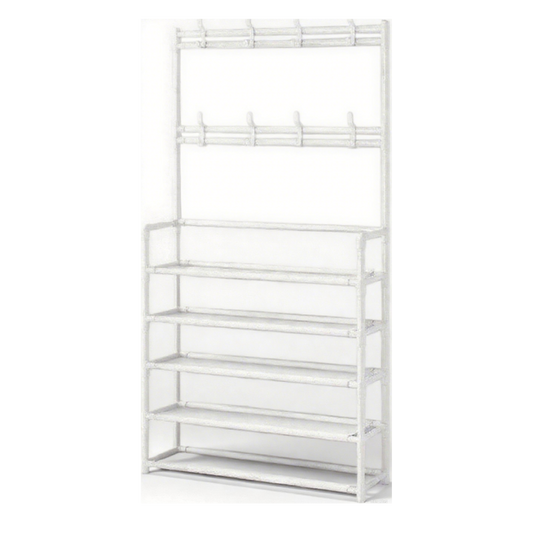 5-Tier Shoe Rack with 8 Hooks – All-in-One Entryway Organizer