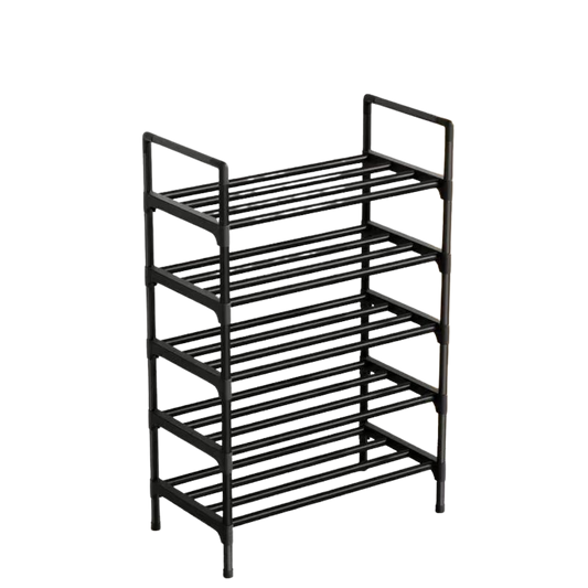 Black 4-Tier Metal Shoe Rack – Compact & Sturdy